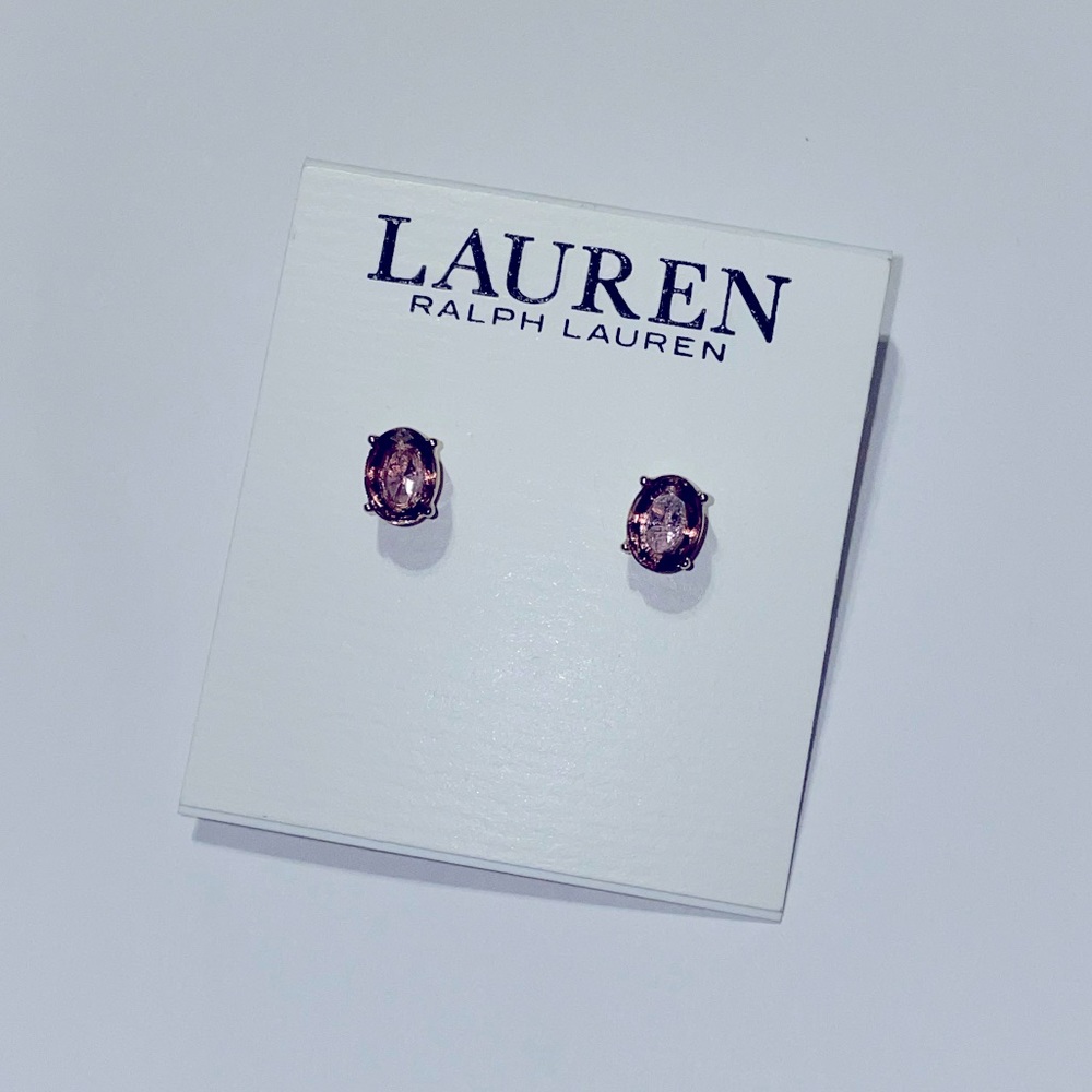 Ralph Lauren Dusty Purple Crystal Stud Earrings NWT